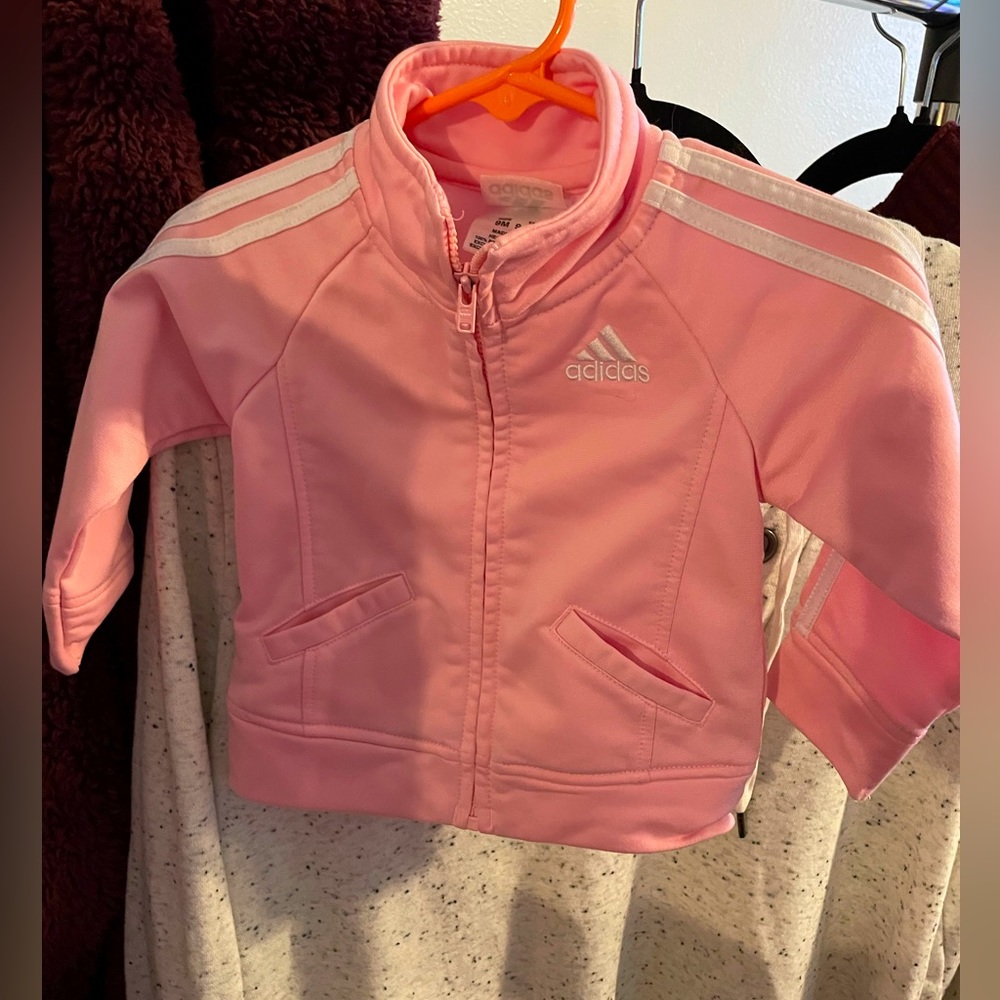 Adidas Pink & White Baby Girl’s Zip Up jacket